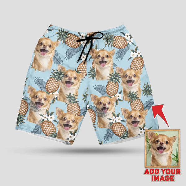 Joycorners Personalized Photos Pineapples Light Blue Color All Over Printed 3D Short