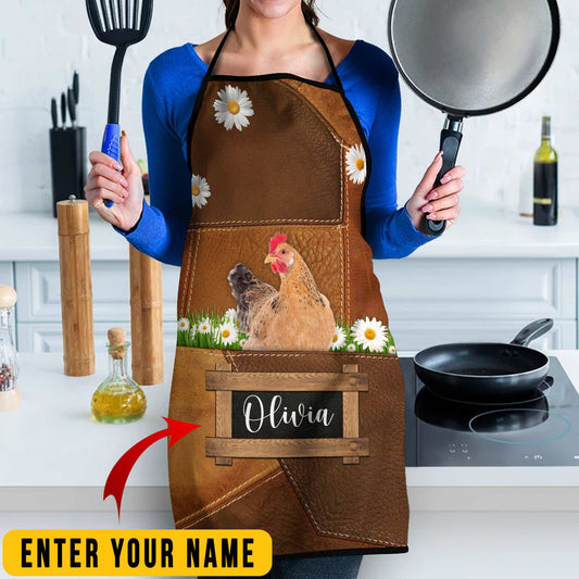 Joycorners Personalized Name Hen All Over Printed 3D Apron