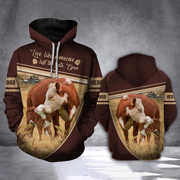 Joycorners Hereford Cattle All Over Printed 3D Hoodie