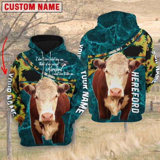 Joycorners Customized Name And Cattle Breed Sunflower 3D Hoodie