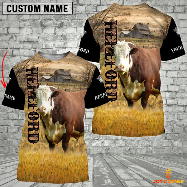 Joycorners Personalized Name Hereford Cattle On The Farm All Over Printed 3D Hoodie