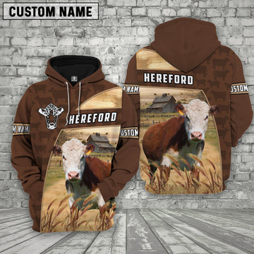 Joycorners Hereford Brown Farm Personalized 3D Hoodie