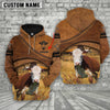 Joycorners Hereford Customized Name Brown Race Hoodie