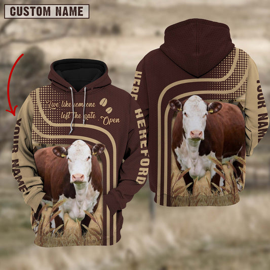 Joycorners Personalized Name Hereford Cattle Hoodie TT7