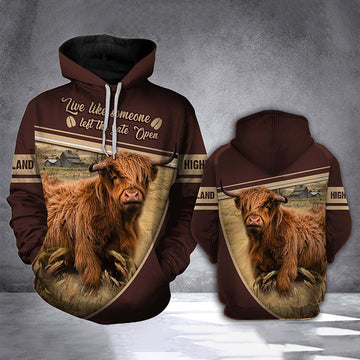 Joycorners Highland Cattle All Over Printed 3D Hoodie