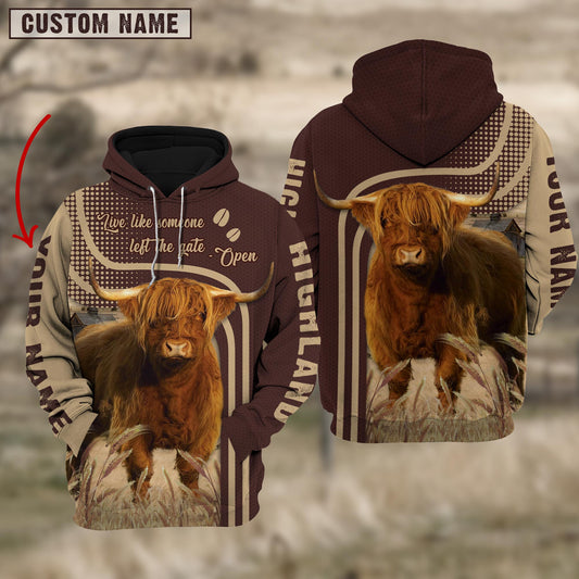 Joycorners Personalized Name Highland Cattle Hoodie TT1