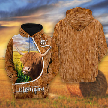Joycorners Highland On The Wheat Field All Over Printed 3D Shirts