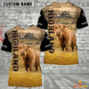 Joycorners Personalized Name Highland Cattle On The Farm All Over Printed 3D Hoodie