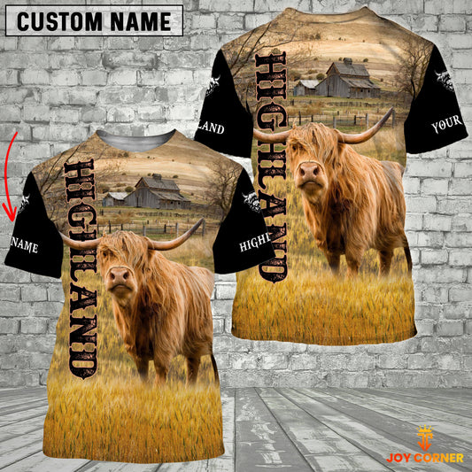 Joycorners Personalized Name Highland Cattle On The Farm 3D Shirt
