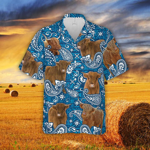 Joycorners Paisley Pattern Highland All Over Printed 3D Hawaiian Shirt