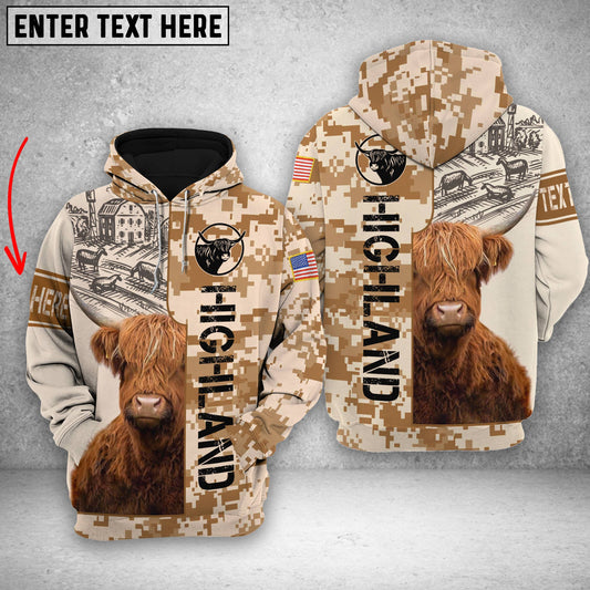 Joycorners Personalized Highland Brown Camo All Printed 3D Shirt