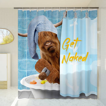 Joycorners Funny Highland In Bathtub Shower Curtain