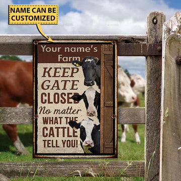 Joycorners Customized Name HOLSTEIN CATTLE LOVERS KEEP GATE CLOSED All Printed 3D Metal Sign