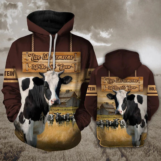 Joycorners Holstein Cattle All Over Printed 3D Hoodie