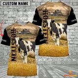 Joycorners Personalized Name Holstein Cattle On The Farm All Over Printed 3D Hoodie