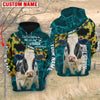 Joycorners Customized Name And Cattle Breed Sunflower 3D Hoodie