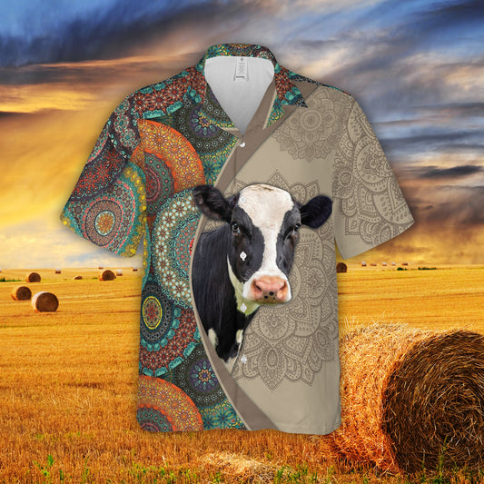 Joycorners Mandala Pattern Holstein All Over Printed 3D Hawaiian Shirt