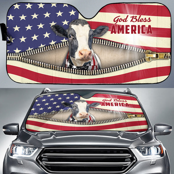 Joycorners Holstein United States Flag Zipper All Over Printed 3D Sun Shade