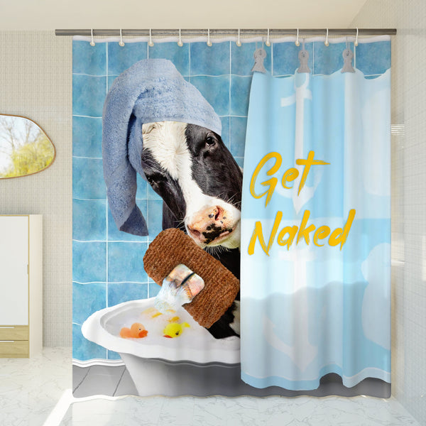 Joycorners Funny Holstein In Bathtub Shower Curtain