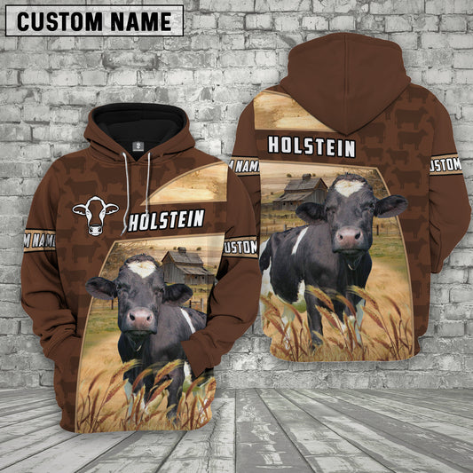 Joycorners Holstein Brown Farm Personalized 3D Hoodie