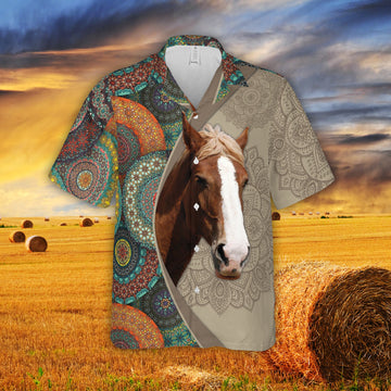 Joycorners Mandala Pattern Horse All Over Printed 3D Hawaiian Shirt