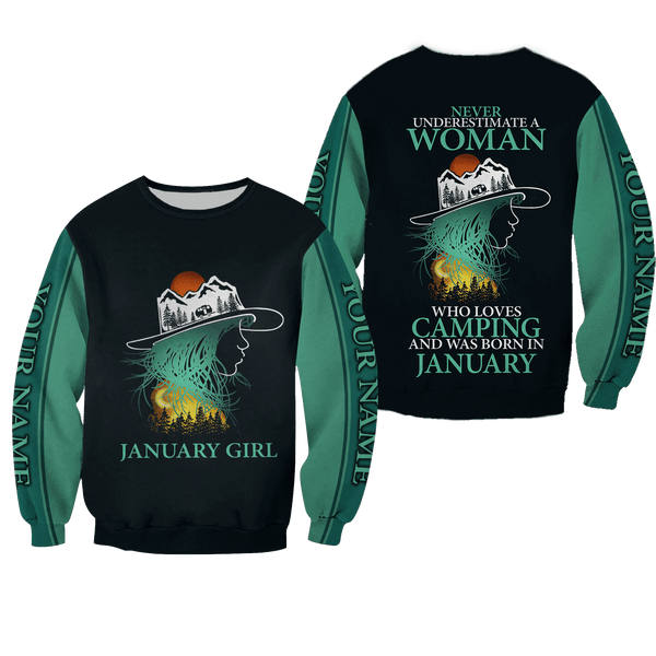 Joycorners Custom Name The Camping January Girl All Over Printed 3D Shirts