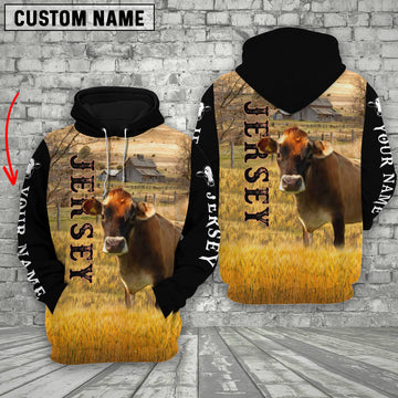 Joycorners Personalized Name Jersey Cattle On The Farm All Over Printed 3D Hoodie