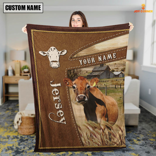 Joycorners Personalized Name Jersey Farm Leather Brown Blanket