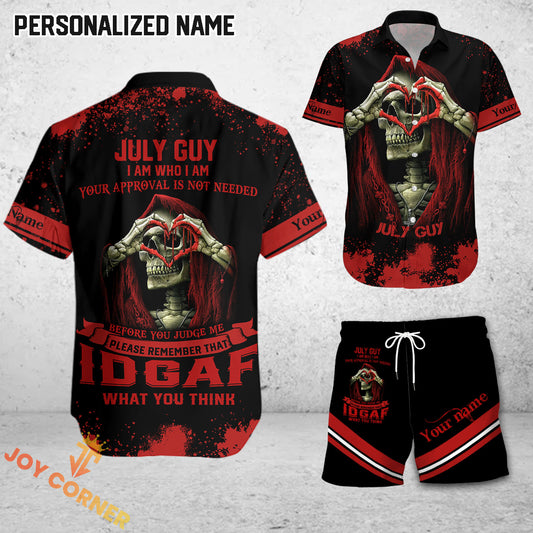 Joycorners Custom Name July Guy Praying Skeleton All Over Printed 3D Shirts