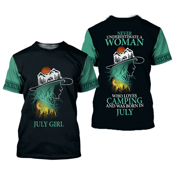 Joycorners Custom Name The Camping July Girl All Over Printed 3D Shirts