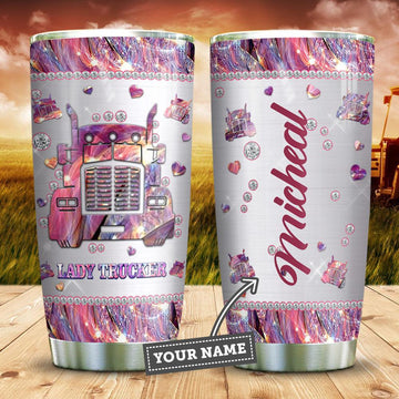 Joy corners Lady Trucker Metal Style Personalized KD2 Custom Personalized Tumbler CK18721