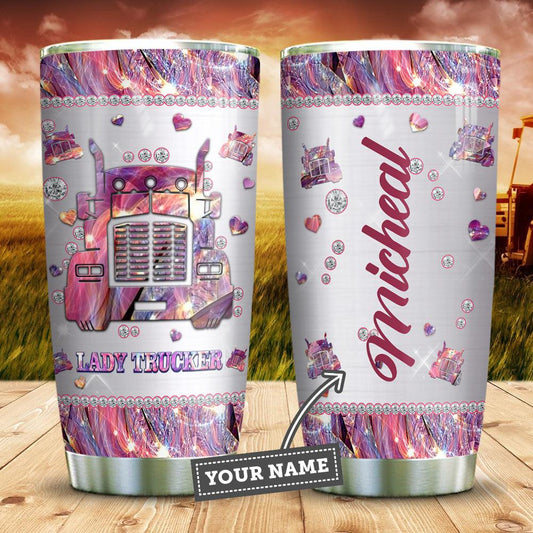 Joy corners Lady Trucker Metal Style Personalized KD2 Custom Personalized Tumbler CK18721