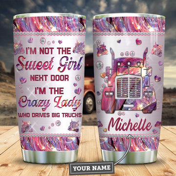 Joy corners Lady Trucker Pink Metal Style Personalized KD2 Custom Personalized Tumbler JK94250