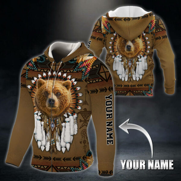 Joycorners Custom Name Native American Bear All Over Printed 3D Shirts