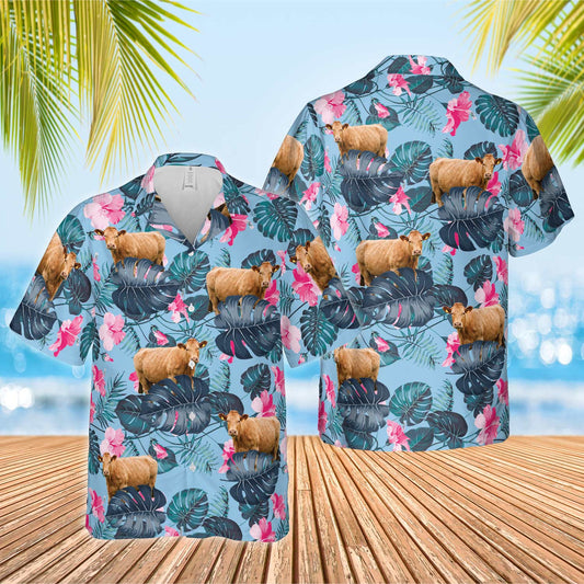 Joycorners Limousin Blue Hibiscus Hawaiian Shirt