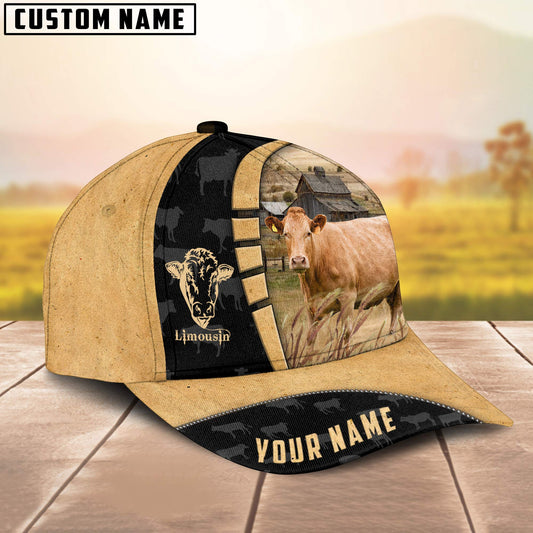 Joycorners Custom Name Limousin Cattle Farmhouse Field Cap TT5