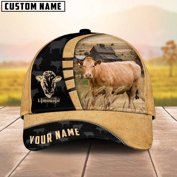 Joycorners Custom Name Limousin Cattle Farmhouse Field Cap TT5