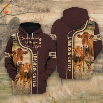 Joycorners Limousin Cattle Live Like Someone left the gate open Hoodie For Kids