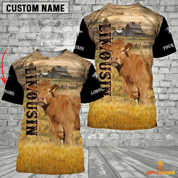 Joycorners Personalized Name Limousin Cattle On The Farm All Over Printed 3D Hoodie