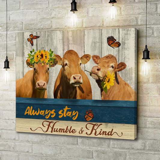 Joycorners Limousin Cattle Humble and Kind Canvas