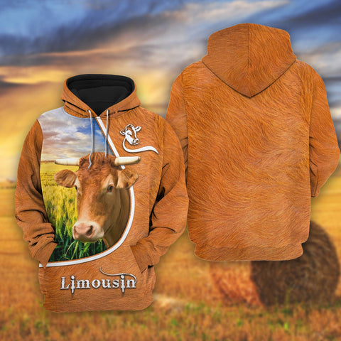 Joycorners Limousin On The Wheat Field All Over Printed 3D Shirts