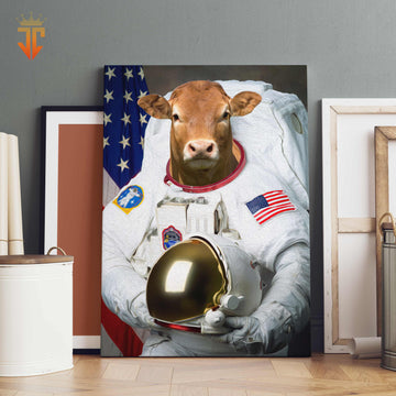 Joycorners Limousin Astronaut Portrait Canvas