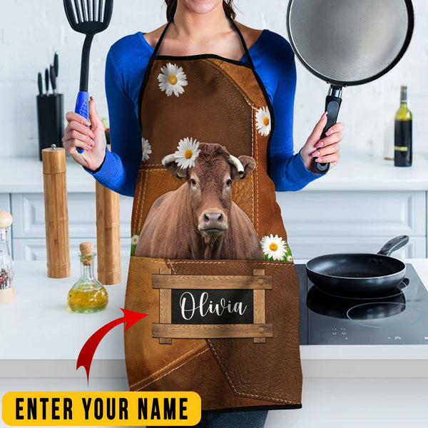 Joycorners Personalized Name Limousin Cattle All Over Printed 3D Apron