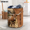 Joycorners TX Longhorn Brown Farm Custom Name Laundry Basket