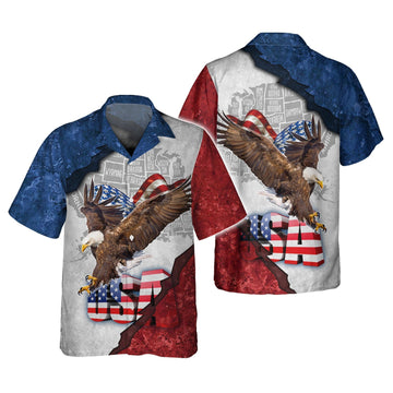 Joycorners Happy Independence Day Eagle U.S Map All 3D Printed Hawaiian shirt