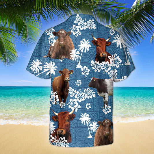 Joycorners Shorthorn Blue Tribal All Over Printed 3D Hawaiian Shirt