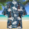 Joycorners Doberman Hawaiian Tropical Plants Pattern Blue And White All Over Printed 3D Hawaiian Shirt