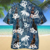 Joycorners Doberman Hawaiian Tropical Plants Pattern Blue And White All Over Printed 3D Hawaiian Shirt