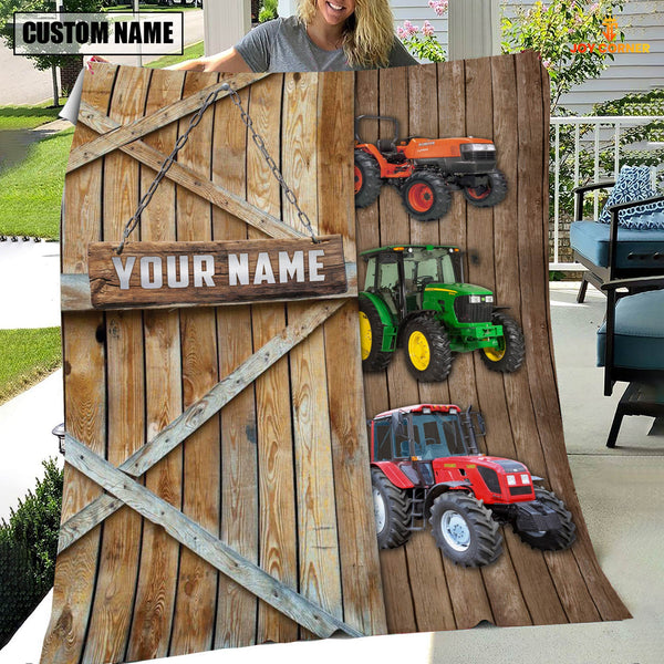 Joycorners Personalized Name Farm Tractor Barn Blanket