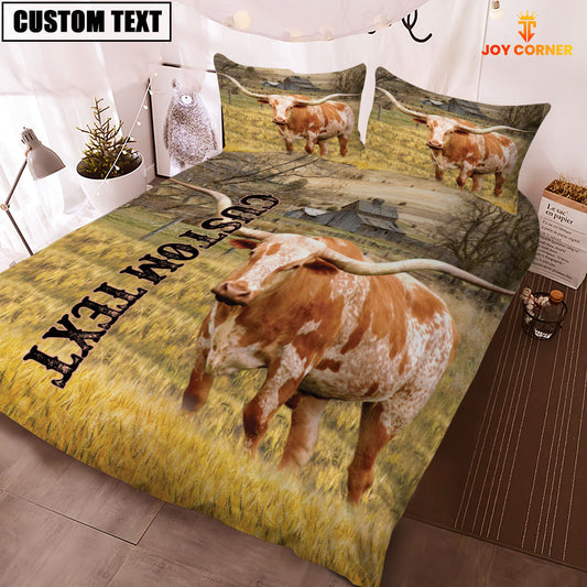 Joycorners Personalized Name TX Longhorn Cattle On The Farm 3D Bedding Set